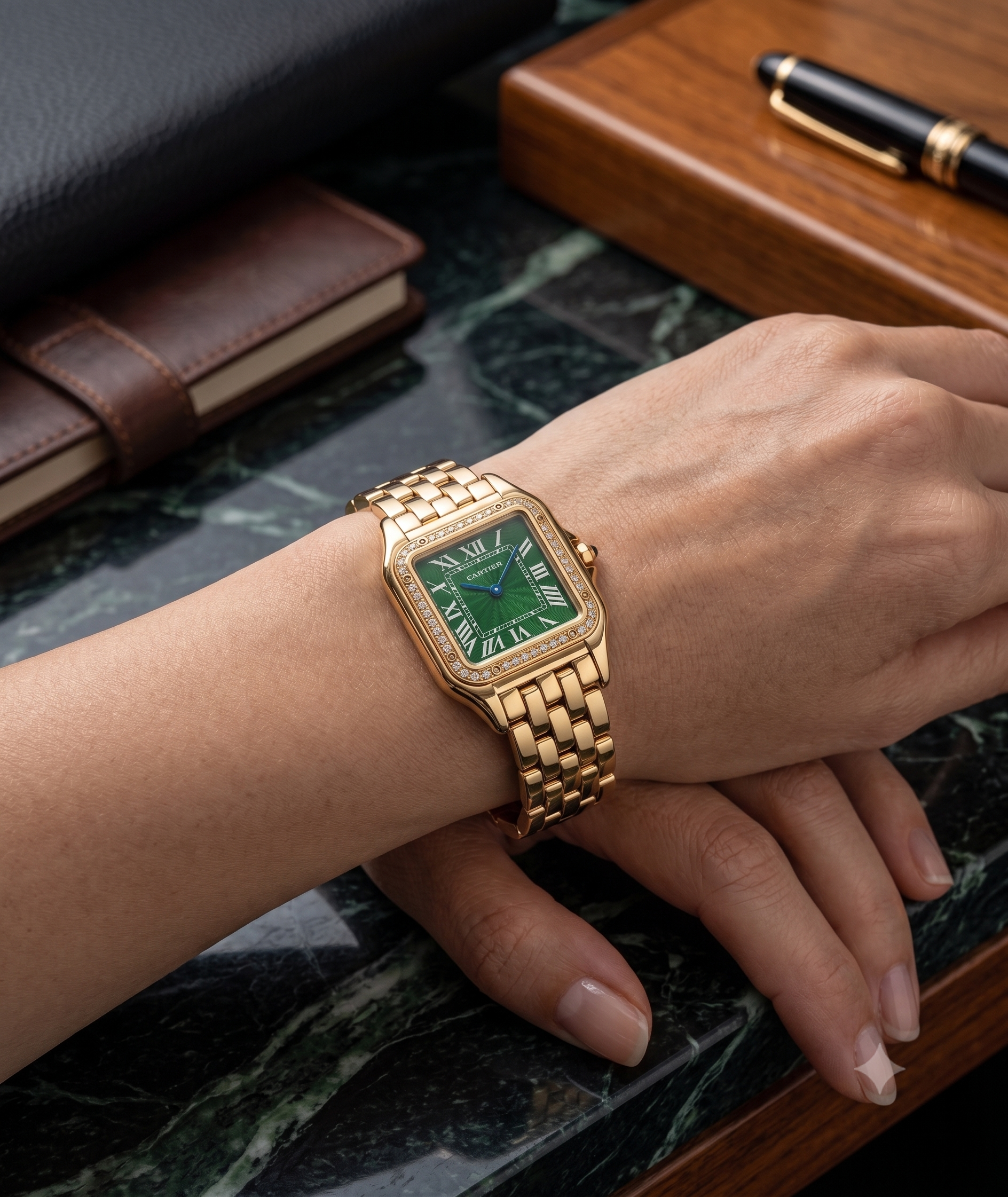 Cartier Panthere Gold Green Diamonds