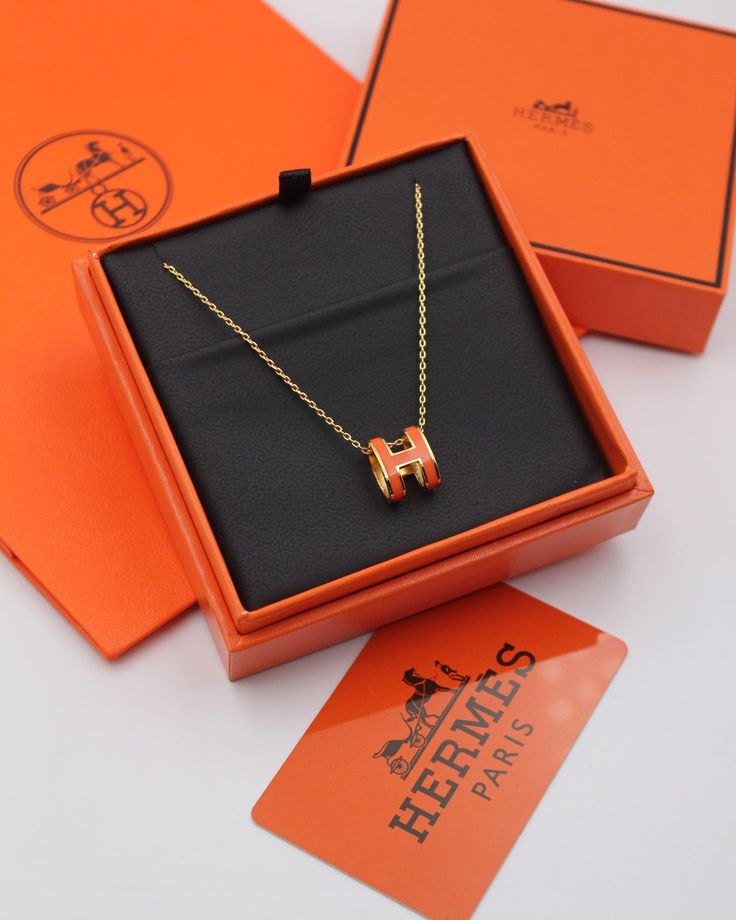 Hermes Pop H necklace orange