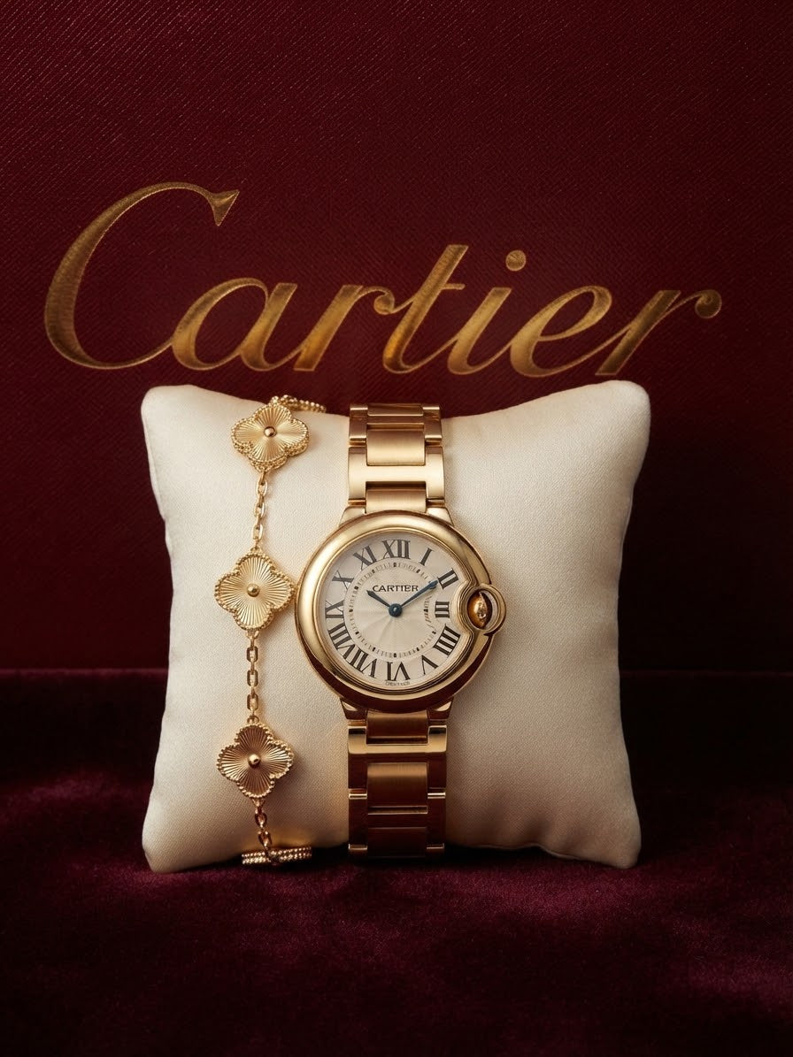 Cartier ballon bleu gold + Clover Charm Bracelet