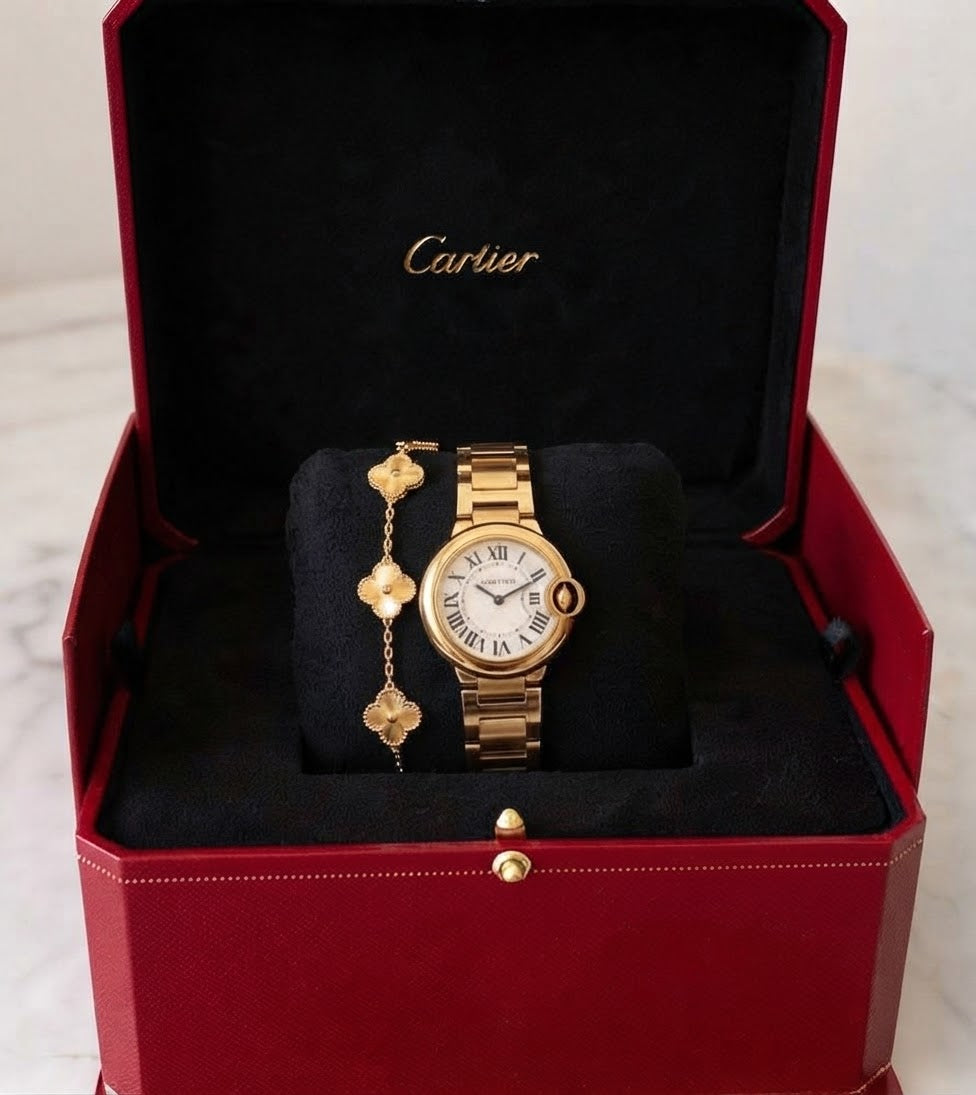 Cartier ballon bleu gold + Clover Charm Bracelet