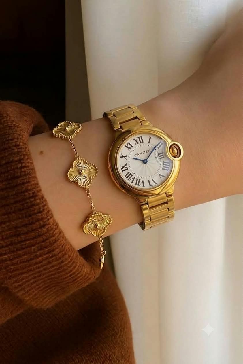 Cartier ballon bleu gold + Clover Charm Bracelet